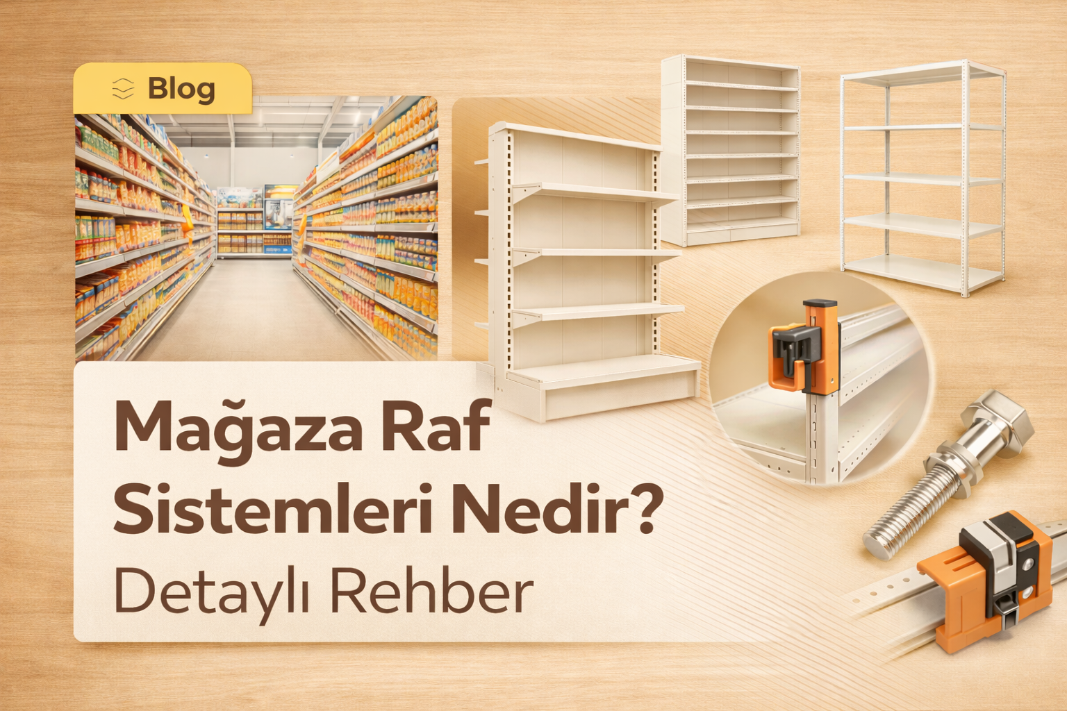 mağaza raf sistemleri nedir detaylı rehber görseli, market ve mağaza içi raf düzeni örneği